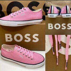 Hugo Boss Pink and White Sneakers with Vulcanized Sole